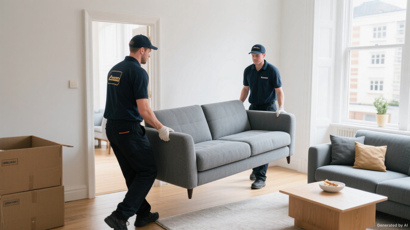 Professional rubbish removal team and van on a Finchley & Golders Green street in Barnet