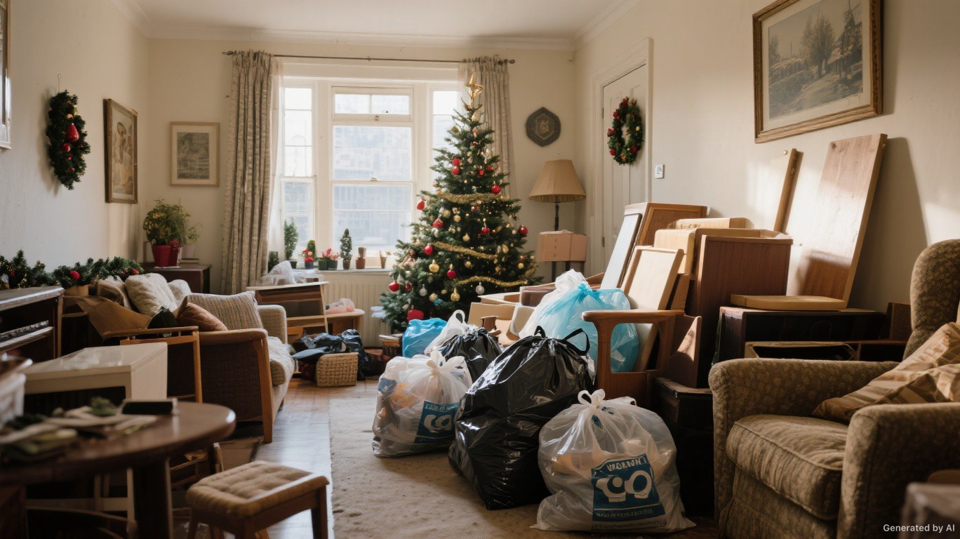 Professional rubbish removal team and van on a Greenford & Northolt street in Ealing