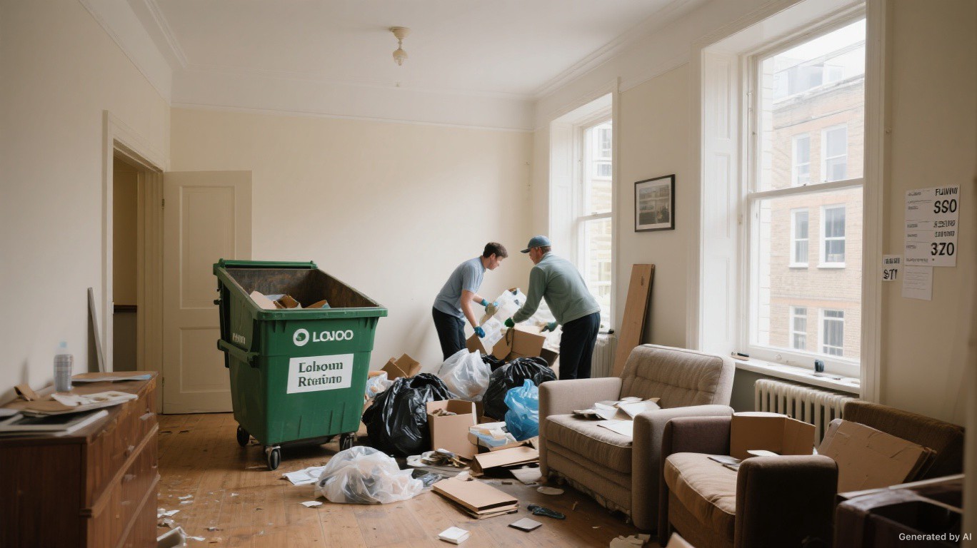 Professional rubbish removal team and van on a Hither Green & Lee street in Lewisham