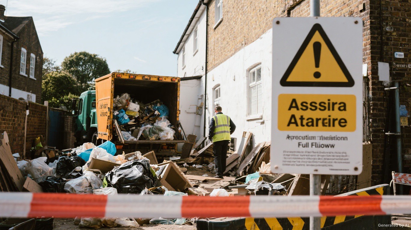Professional rubbish removal team and van on a Bexleyheath & Welling street in Bexley