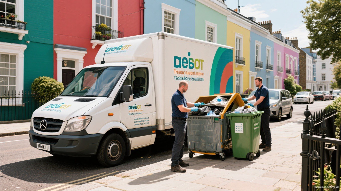 Professional rubbish removal team and van in Notting Hill