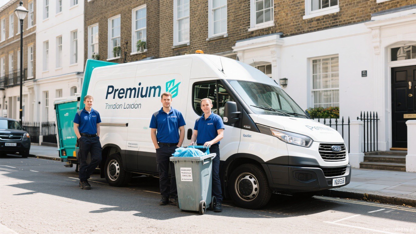 rubbish removal team and van in London.