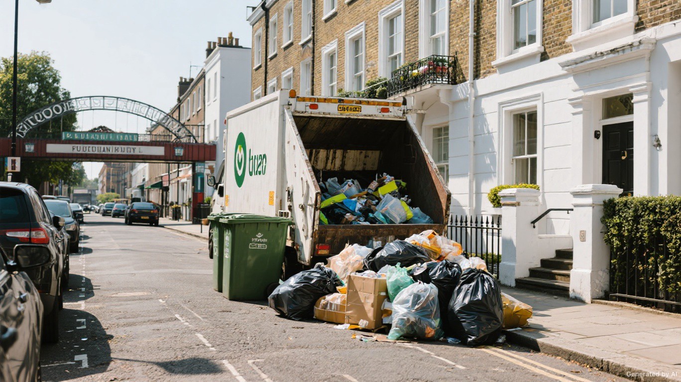 Waste clearance team loading a van neatly